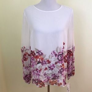 APT 9 Balloon Sleeve Blouse in Floral White - L